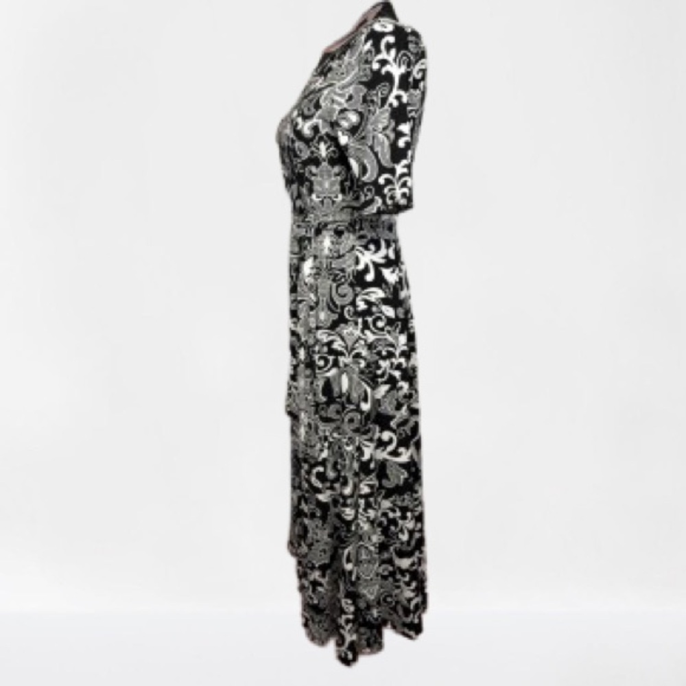 NWT Nina Leonard Miracle Matte Jersey Maxi-dress Sz Small Floral Scroll - Picture 3 of 12